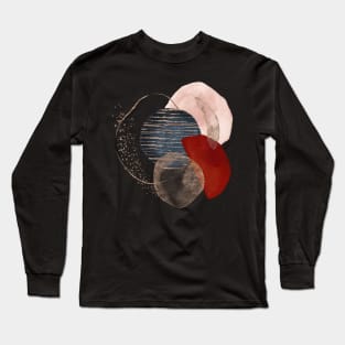 Modern Abstract Blush, Terracotta, Rose Gold and Navy Blue Long Sleeve T-Shirt